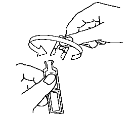 Mano che estrae un farmaco da un flaconcino con ago e siringa, frecce indicano il movimento di aspirazione