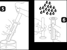 Siringa che preleva farmaco da flacone e successiva estrazione di gocce dal farmaco contenuto nel flacone stesso