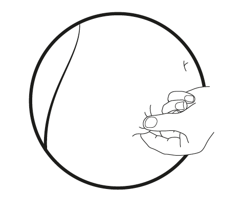 Schema lineare di una goccia di liquido con una sezione ingrandita che mostra molecole interconnesse