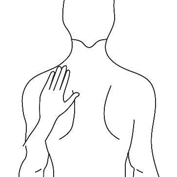 Schizzo di una figura umana con una mano posizionata sul deltoide superiore del braccio e del torace