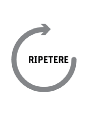 Freccia circolare grigia che indica un movimento ripetitivo con la scritta centrale