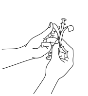 Due mani che tengono e manovrano una siringa preriempita con ago visibile per l