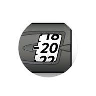 Dispositivo di iniezione automatico con display digitale che mostra il numero 20 e il simbolo -22