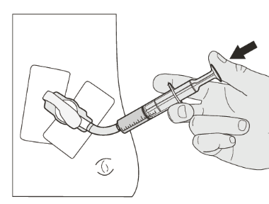 Mano che tiene una siringa pronta per l