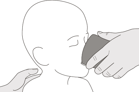 Mano che applica un cerotto medicato sulla tempia di un profilo facciale stilizzato con contorno adiacente