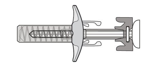 Dispositivo medico a forma di chiodo con testa larga e corpo scanalato per l