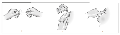 Preparazione siringa preriempita con ago fissato e successiva iniezione sottocutanea nella coscia con pizzicatura della pelle