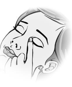 Profilo del viso con dito che tocca delicatamente l