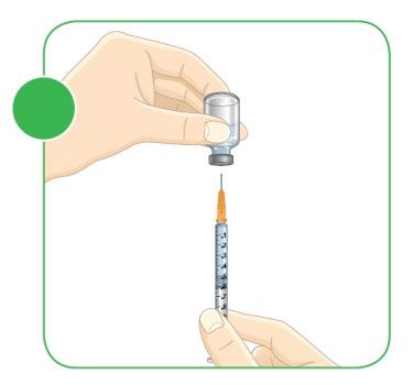 Mano che tiene una fiala e una siringa con ago, preparazione all