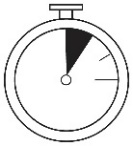 Cronometro circolare con ago che indica un tempo parziale di circa cinque secondi su sfondo bianco