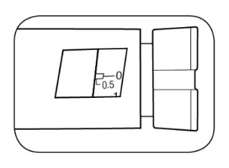 Schema di una cartuccia con indicazioni di misurazione in millimetri e numeri 05 e 1 visibili