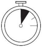 Cronometro circolare con lancetta che indica un breve intervallo di tempo mancante o trascorso