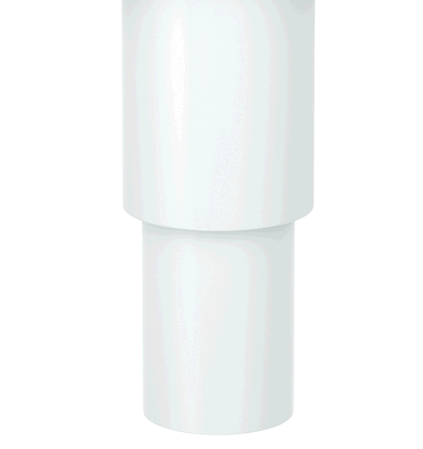 Adattatore cilindrico bianco a due componenti sovrapposti per connessione di dispositivi medici