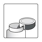 Fiala medicinale con tappo protettivo parzialmente rimosso per l