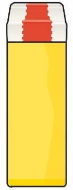 Fiala di medicinale gialla con tappo rosso e bianco, forma cilindrica verticale con contorno nero