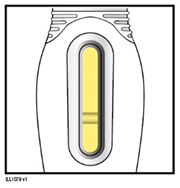 Supposta rettangolare bianca con inserto giallo centrale a due segmenti separati da una linea orizzontale