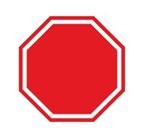 Segnale di stop ottagonale rosso con bordo bianco che indica divieto o pericolo