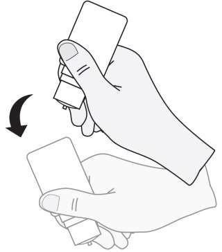 Mano che tiene e ruota un dispositivo penna per iniezione con freccia curva che indica la direzione di rotazione