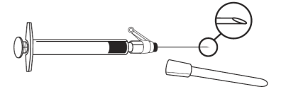 Siringa con ago smontato e protettore dell