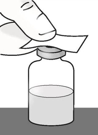 Fiala di vetro trasparente con liquido all