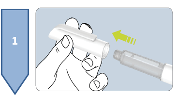 Mano che tiene il dispositivo iniettore con l