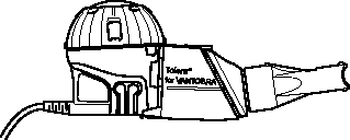 Dispositivo inalatorio per farmaco con serbatoio superiore e bocchino inferiore collegato da un tubo