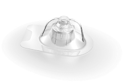 Cerotto medicinale trasparente con dispositivo di iniezione integrato e protezione rimovibile superiore