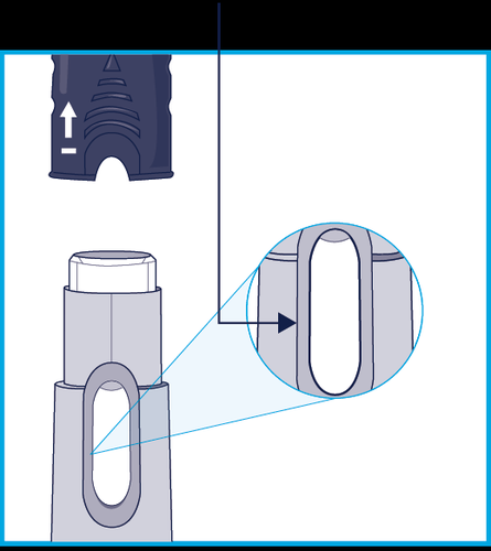 Connettore grigio con freccia bianca e ingrandimento che mostra l