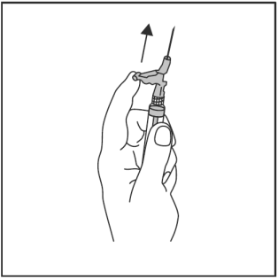 Mano che tiene una siringa preriempita con l