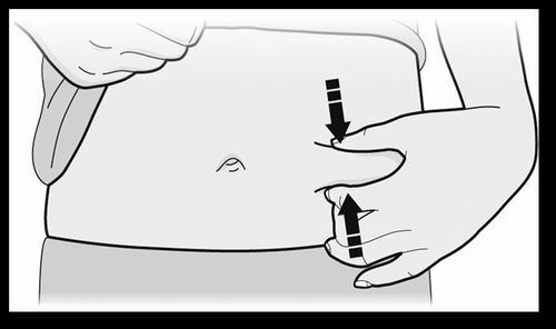 Mano che pizzica la pelle dell