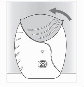 Dispositivo medico con finestra numerica 29 e freccia curva che indica la rotazione della parte superiore